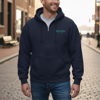 Boston MA Zip-Up Hoodie | Fenway Park Aerial Photo Sweatshirt
