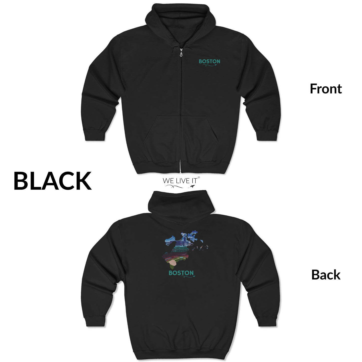 Boston MA Zip-Up Hoodie | Fenway Park Aerial Photo Sweatshirt
