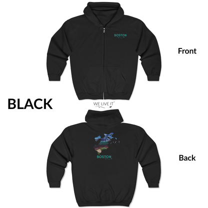 Boston MA Zip-Up Hoodie | Fenway Park Aerial Photo Sweatshirt