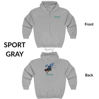 Boston MA Zip-Up Hoodie | Fenway Park Aerial Photo Sweatshirt