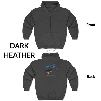 Boston MA Zip-Up Hoodie | Fenway Park Aerial Photo Sweatshirt