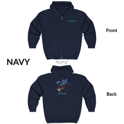 Boston MA Zip-Up Hoodie | Fenway Park Aerial Photo Sweatshirt