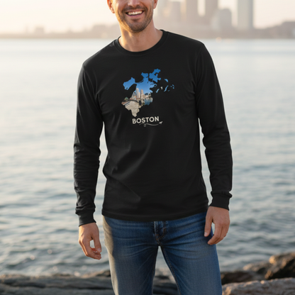 Boston Outline Long Sleeve | Financial District Harbor View
