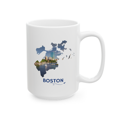 Boston Mug | City Skyline & Sailboat on the Charles River