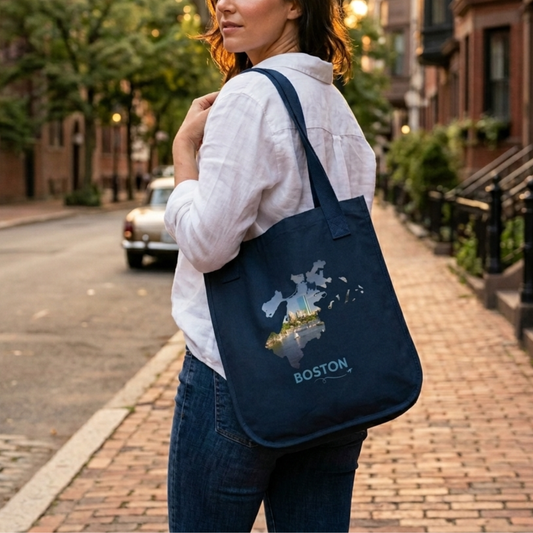 Boston Tote Bag | Hancock Tower & Charles River Waterfront Scene