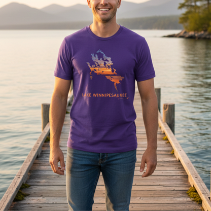 Lake Winnipesaukee T-Shirt | Sunset Lake Outline