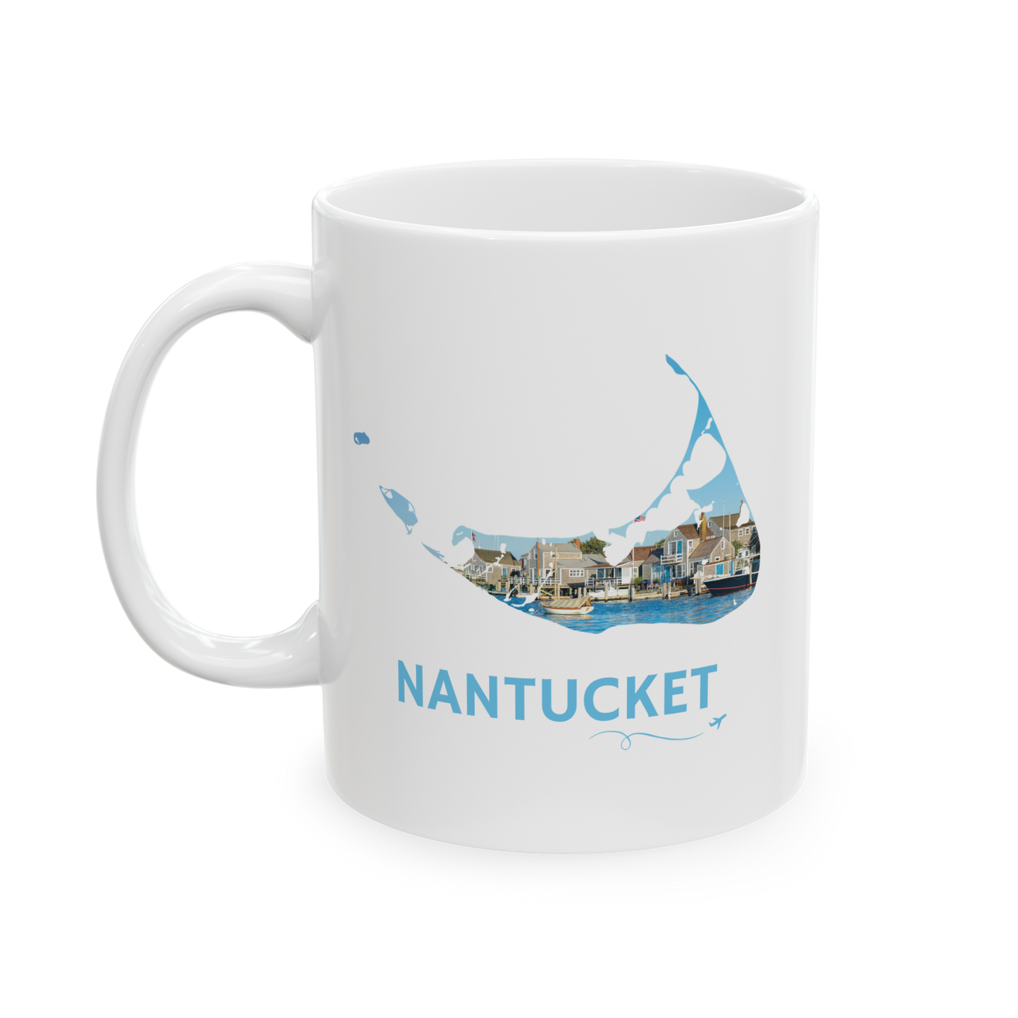 Nantucket Coastal Mug | Island Harbor & Boat Scene Coffee Cup