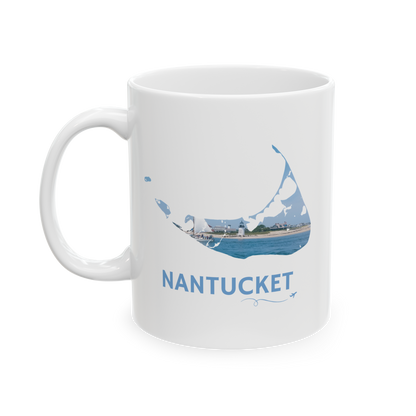 Nantucket Brant Point Lighthouse Mug | Coastal Sailboat Design