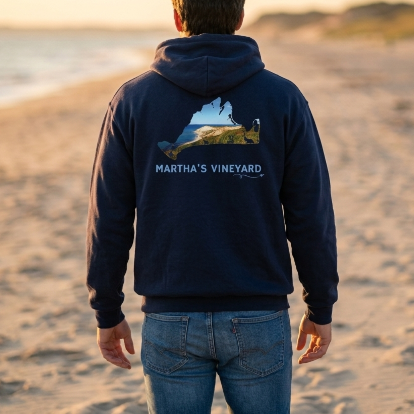 Martha’s Vineyard Zip-Up Hoodie | MV Front & Aquinnah Cliffs Back