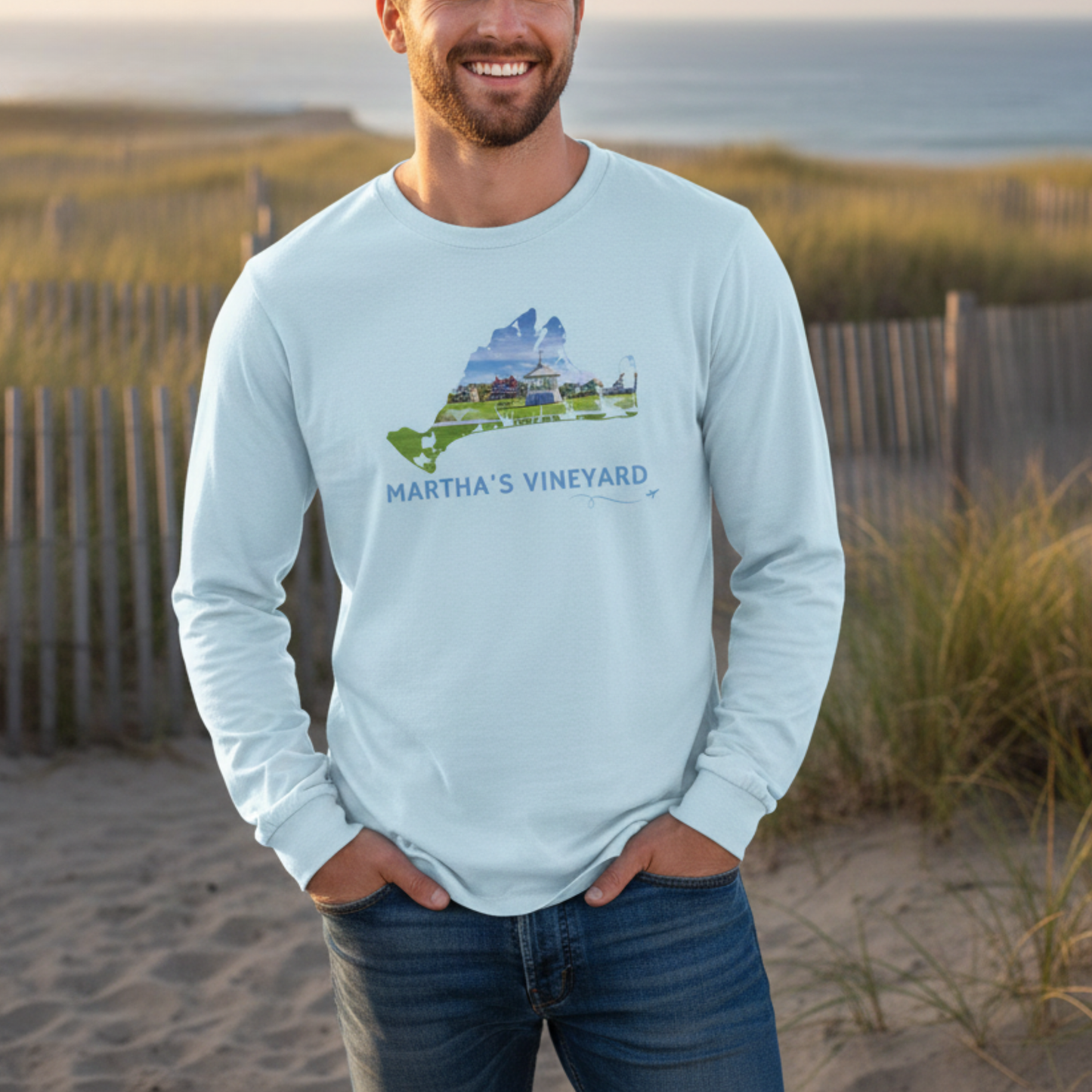 Martha’s Vineyard Outline Long Sleeve | Oak Bluffs Ocean Park