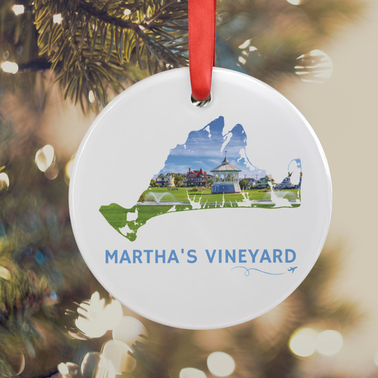 Martha’s Vineyard Ornament | Ocean Park, Oak Bluffs Gazebo & Cottage Keepsake