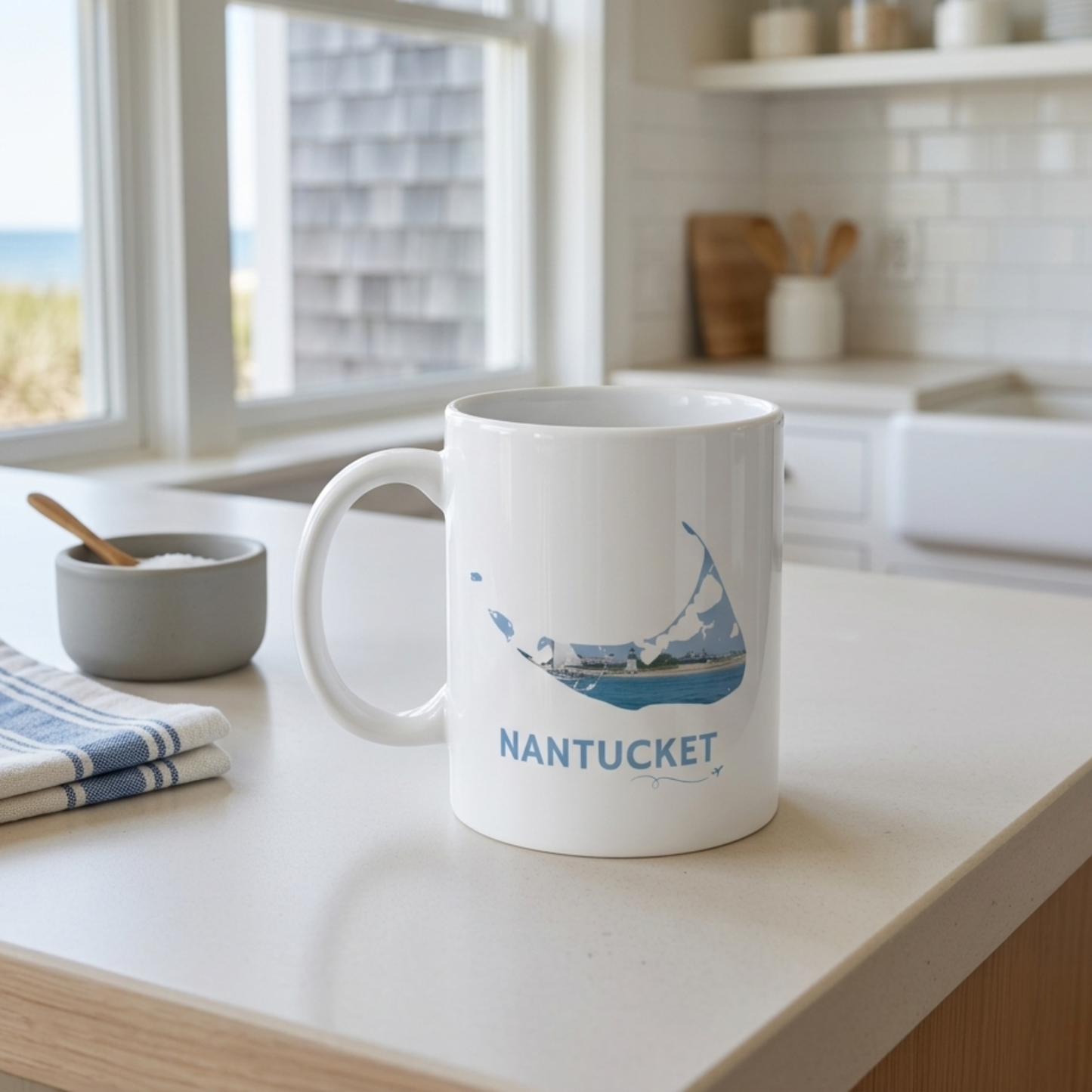 Nantucket Brant Point Lighthouse Mug | Coastal Sailboat Design