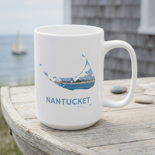 Nantucket Brant Point Lighthouse Mug | Coastal Sailboat Design