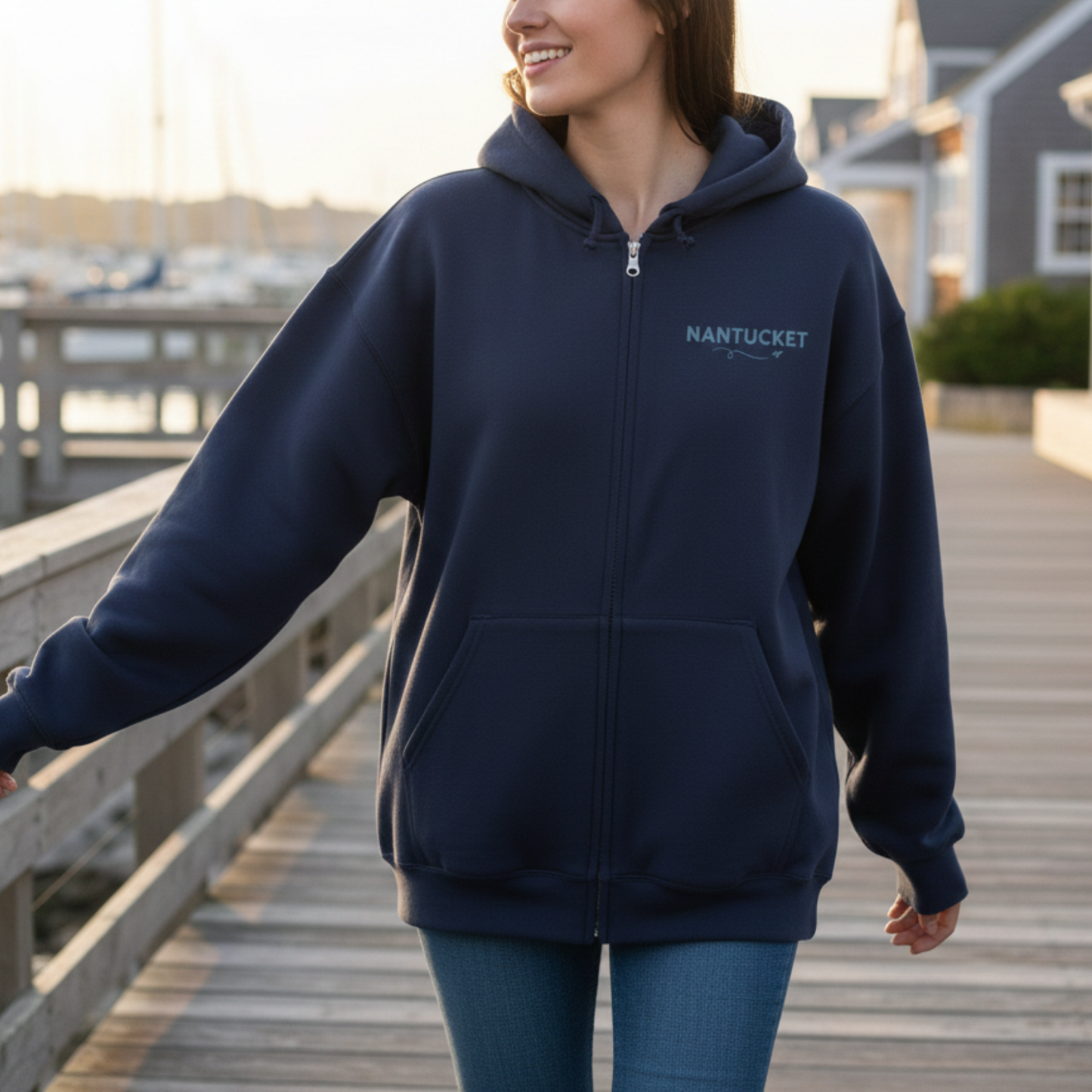 Nantucket Zip-Up Hoodie | Easy Street Harbor Coastal Sweatshirt