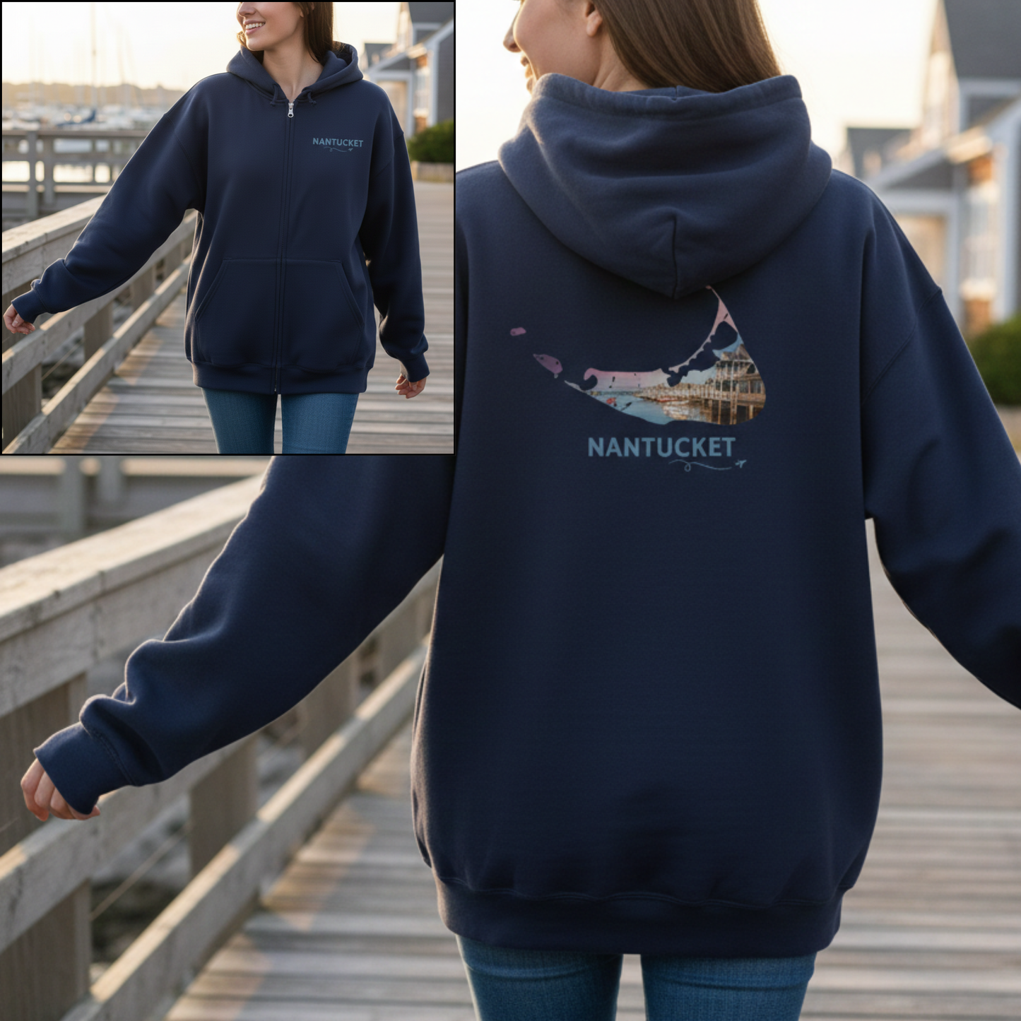 Nantucket Zip-Up Hoodie | Easy Street Harbor Coastal Sweatshirt