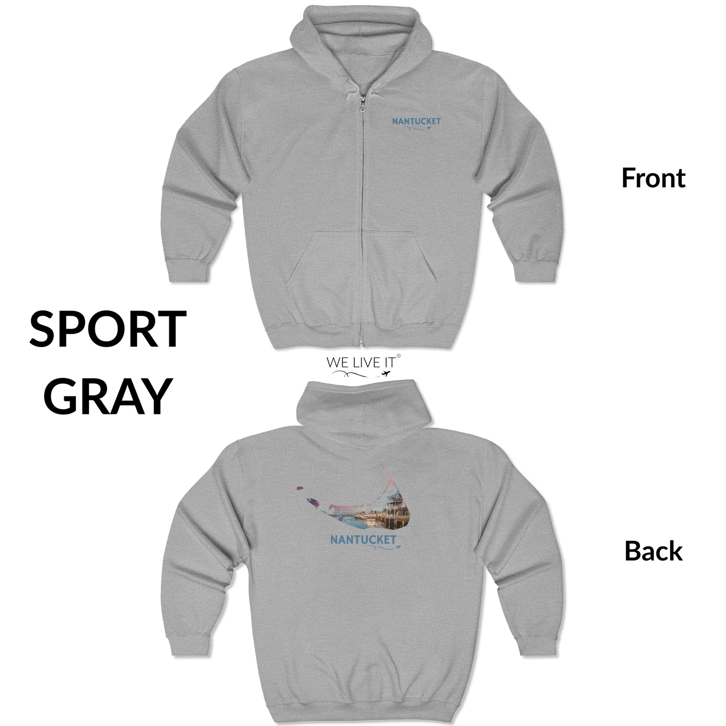 Nantucket Zip-Up Hoodie | Easy Street Harbor Coastal Sweatshirt