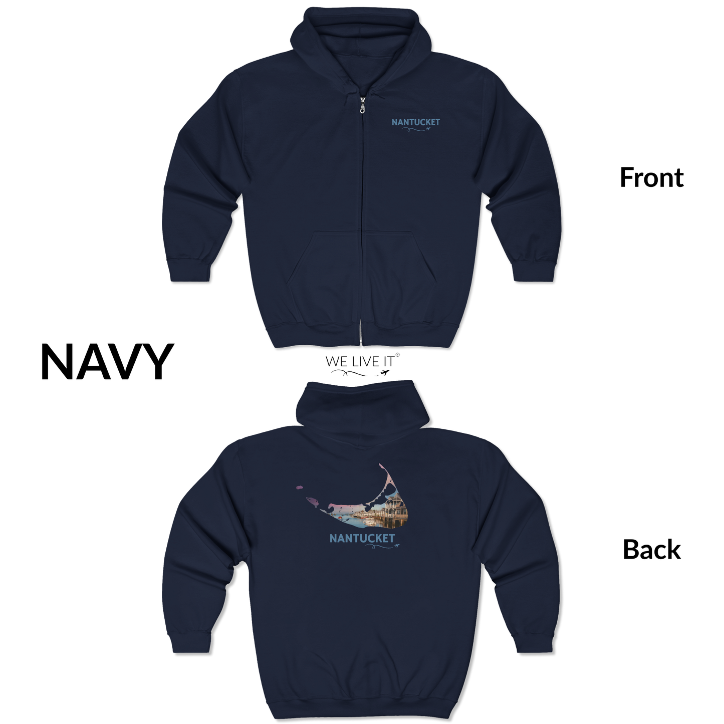 Nantucket Zip-Up Hoodie | Easy Street Harbor Coastal Sweatshirt