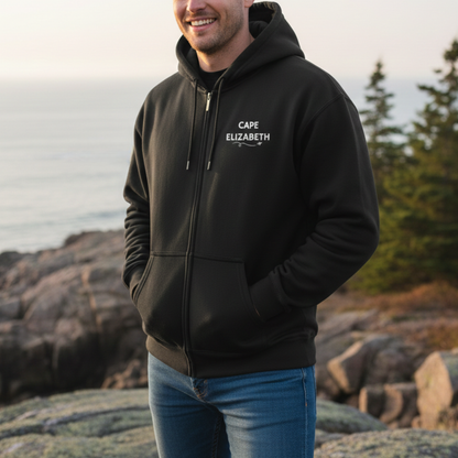 Cape Elizabeth Maine Zip-Up Hoodie | Portland Head Light Lighthouse Coastal Sweatshirt