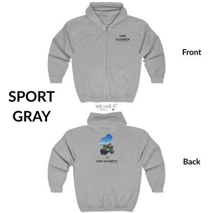 Cape Elizabeth Maine Zip-Up Hoodie | Portland Head Light Lighthouse Coastal Sweatshirt