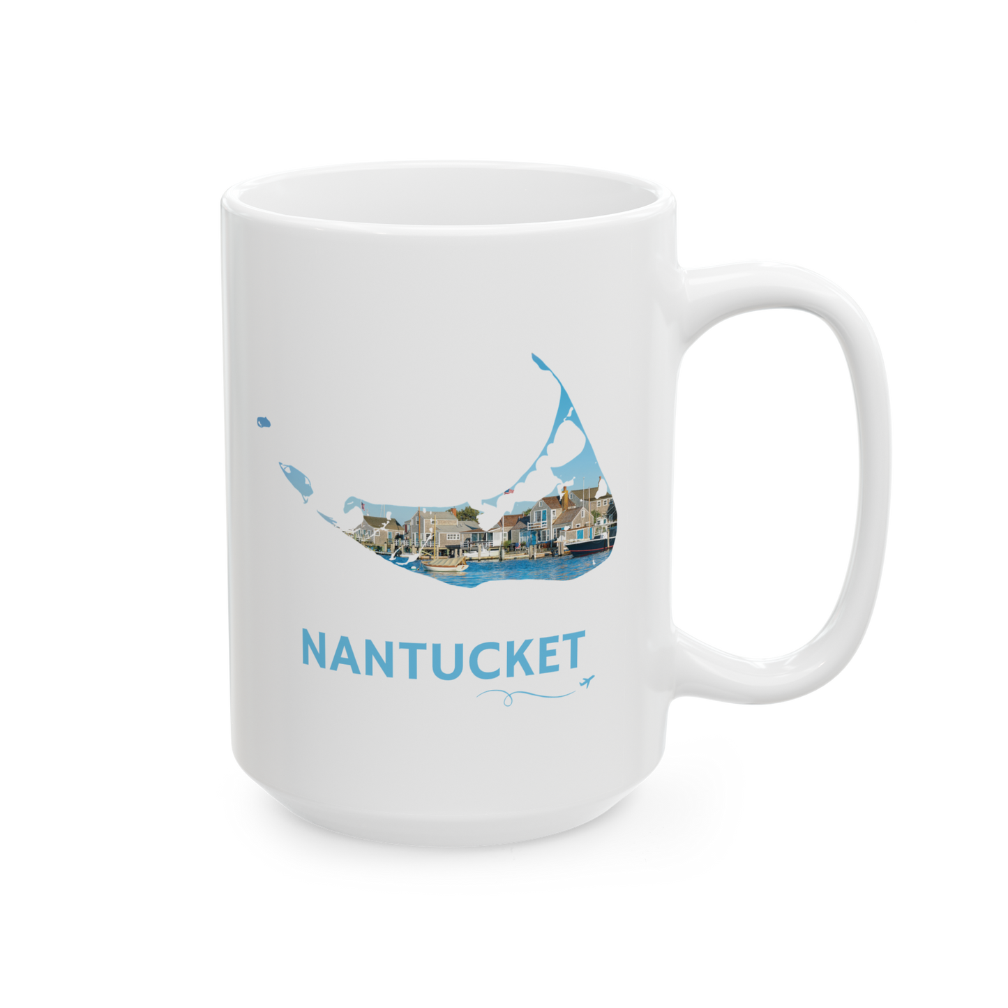 Nantucket Coastal Mug | Island Harbor & Boat Scene Coffee Cup