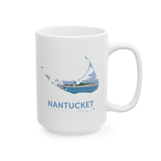 Nantucket Brant Point Lighthouse Mug | Coastal Sailboat Design